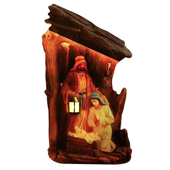 SILENT NIGHT LIGHTED OUTDOOR NATIVITY